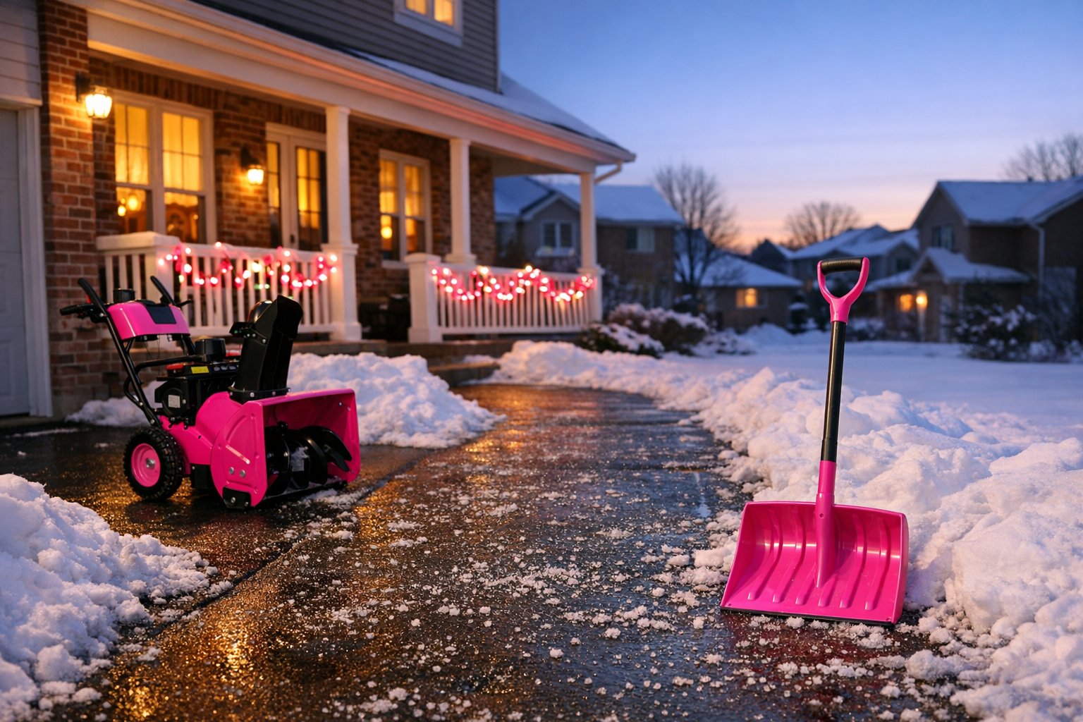 Keeping Your Driveway Safe for Holiday Visitors. Illustration.